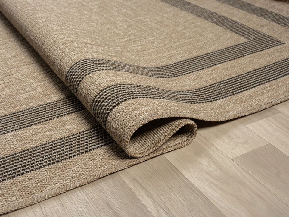 Avina Serisi Bej/Siyah Kolay Temizlenebilir Sisal Halı SH-47