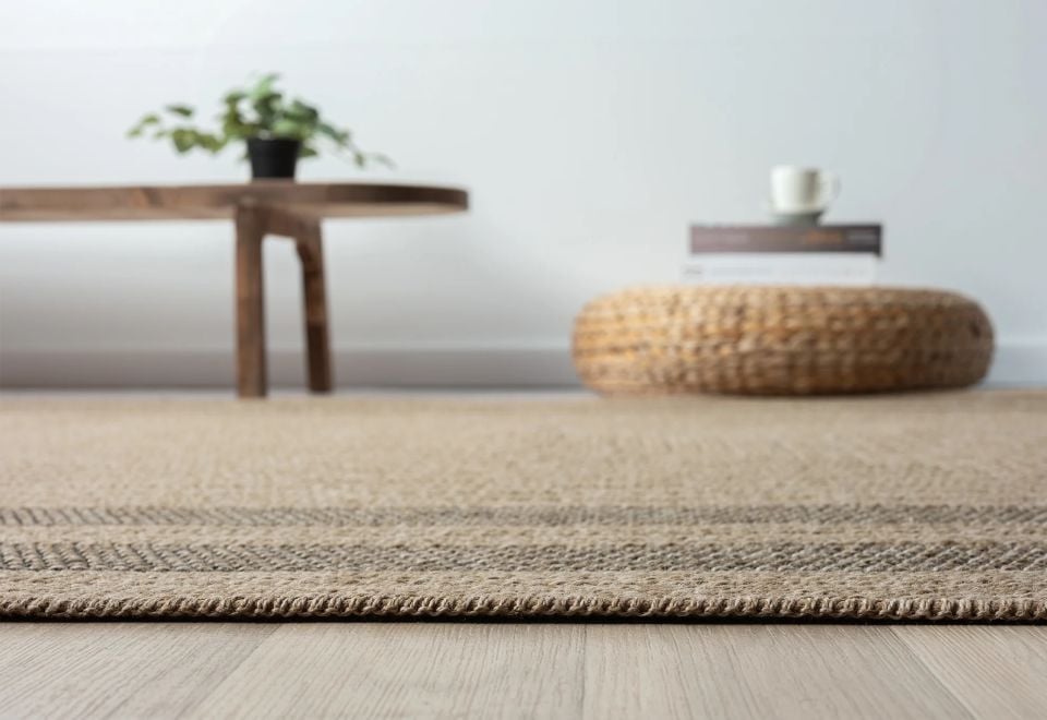 Avina Serisi Bej/Siyah Kolay Temizlenebilir Sisal Halı SH-47