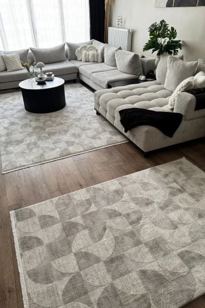 Monza Serisi Gri Renk Akrilik Salon Halısı AP-6621