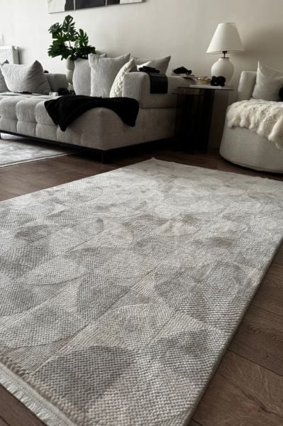 Monza Serisi Gri Renk Akrilik Salon Halısı AP-6621