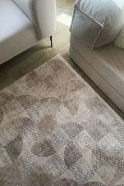 Monza Serisi Bej Renk Akrilik Salon Halısı AP-6622