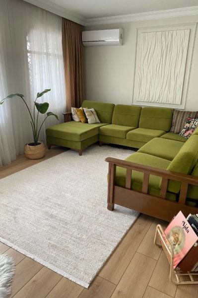 Monza Serisi Krem Renk Akrilik Salon Halısı AP-6631