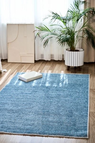 Norge Serisi Yumuşak Dokulu Yeni Nesil Mavi Renk Halı AP-2417