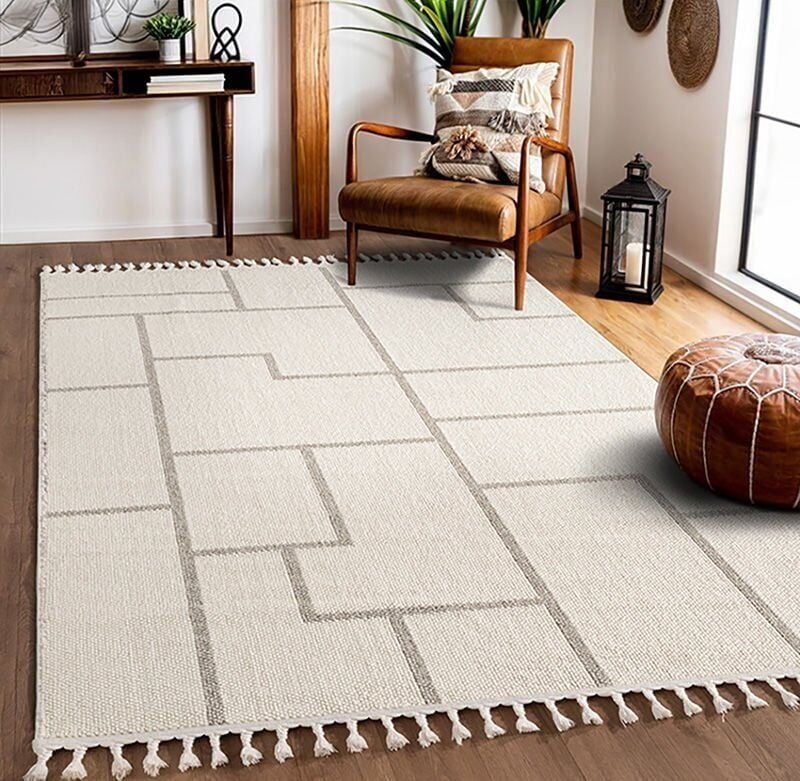 FIRSAT ÖLÇÜ 160x230 (4 m2)  Ekru/Gri Renk Bukle Halı