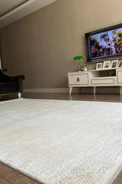 Monza Serisi Krem Renk Akrilik Salon Halısı AP-6641