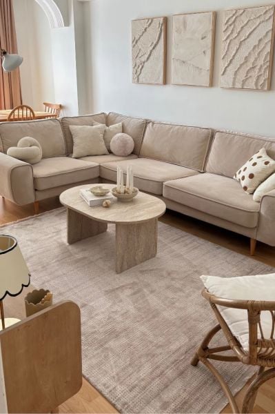 Monza Serisi Krem Renk Akrilik Salon Halısı AP-6651