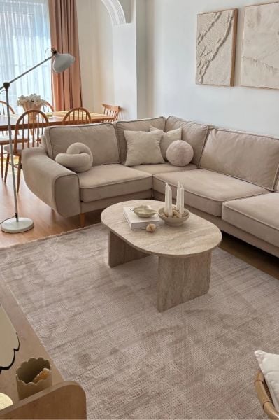 Monza Serisi Krem Renk Akrilik Salon Halısı AP-6651