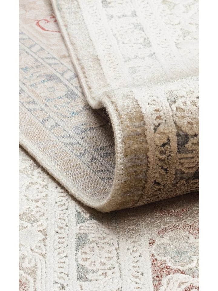 Pera Serisi 2 Milyon Uç Sıklığı ile Dokunan Eskitme (Over-Dyed) Görünümlü Bej Rayon Halı NX-703