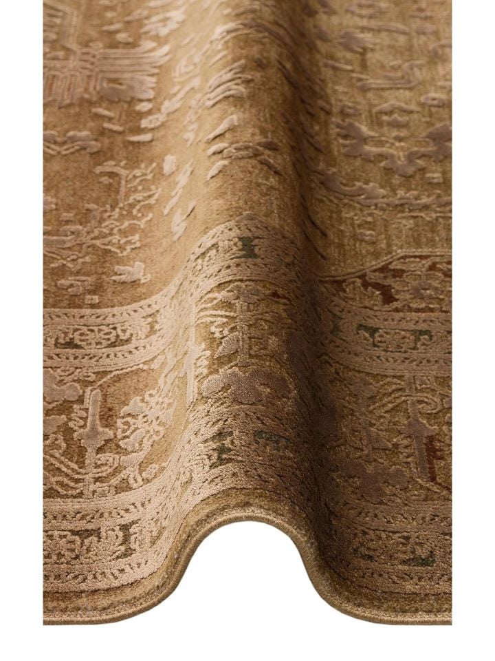 Pera Serisi 2 Milyon Uç Sıklığı ile Dokunan Eskitme (Over-Dyed) Görünümlü Bronz Rayon Halı NX-704