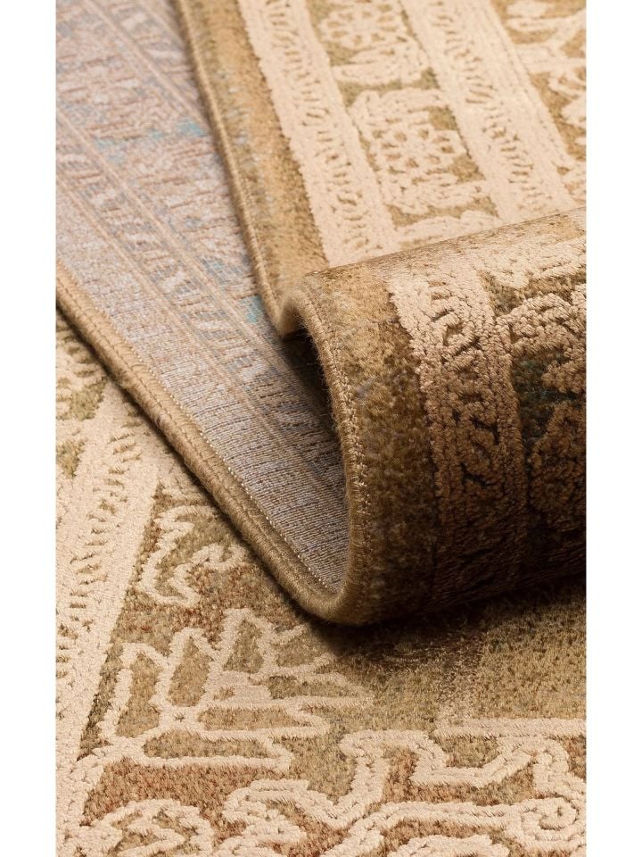 Pera Serisi 2 Milyon Uç Sıklığı ile Dokunan Eskitme (Over-Dyed) Görünümlü Bronz Rayon Halı NX-704