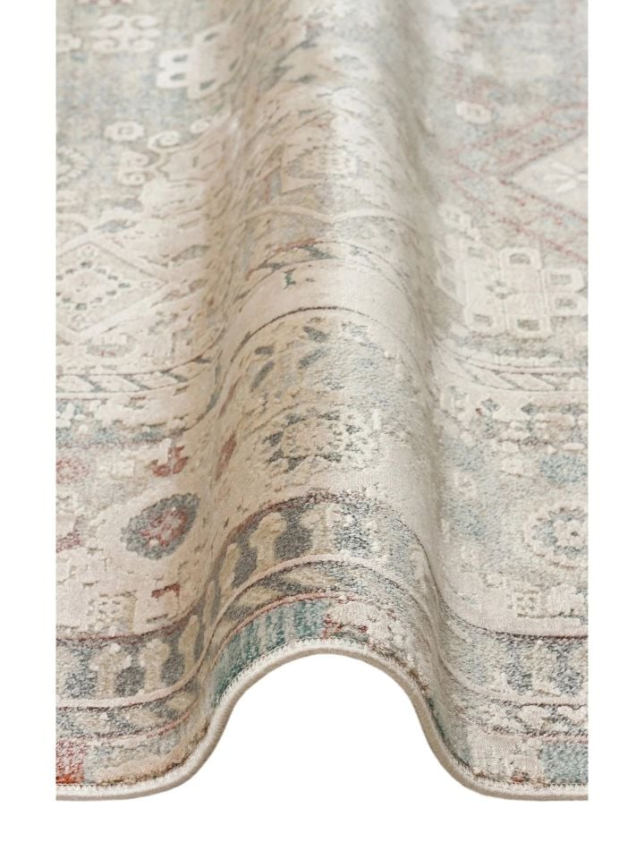 Pera Serisi 2 Milyon Uç Sıklığı ile Dokunan Eskitme (Over-Dyed) Görünümlü Bej Rayon Halı NX-706