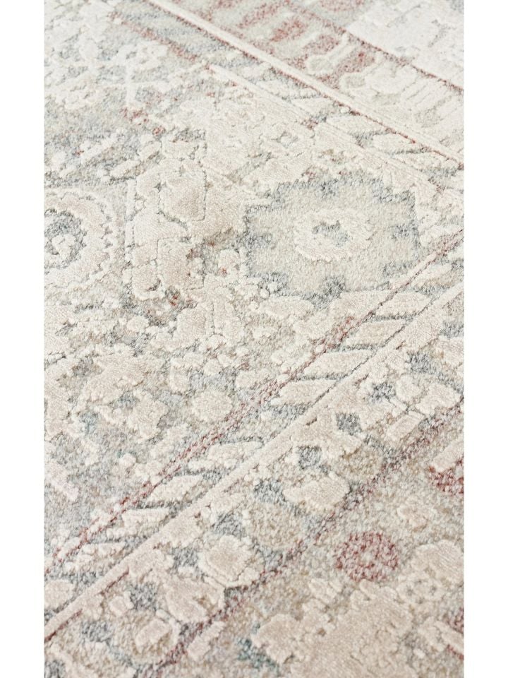 Pera Serisi 2 Milyon Uç Sıklığı ile Dokunan Eskitme (Over-Dyed) Görünümlü Bej Rayon Halı NX-706