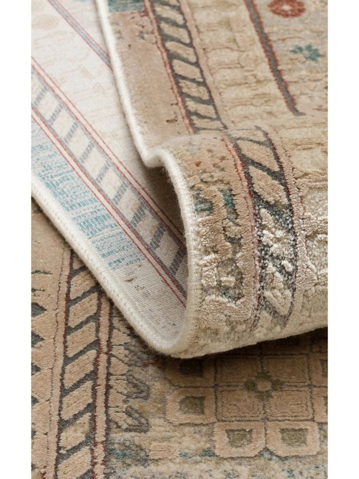 Pera Serisi 2 Milyon Uç Sıklığı ile Dokunan Eskitme (Over-Dyed) Görünümlü Bej Rayon Halı NX-706