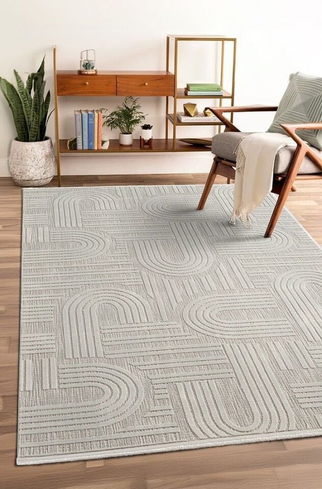 FIRSAT ÖLÇÜ Gri Makine Dokuma Halısı 160x230