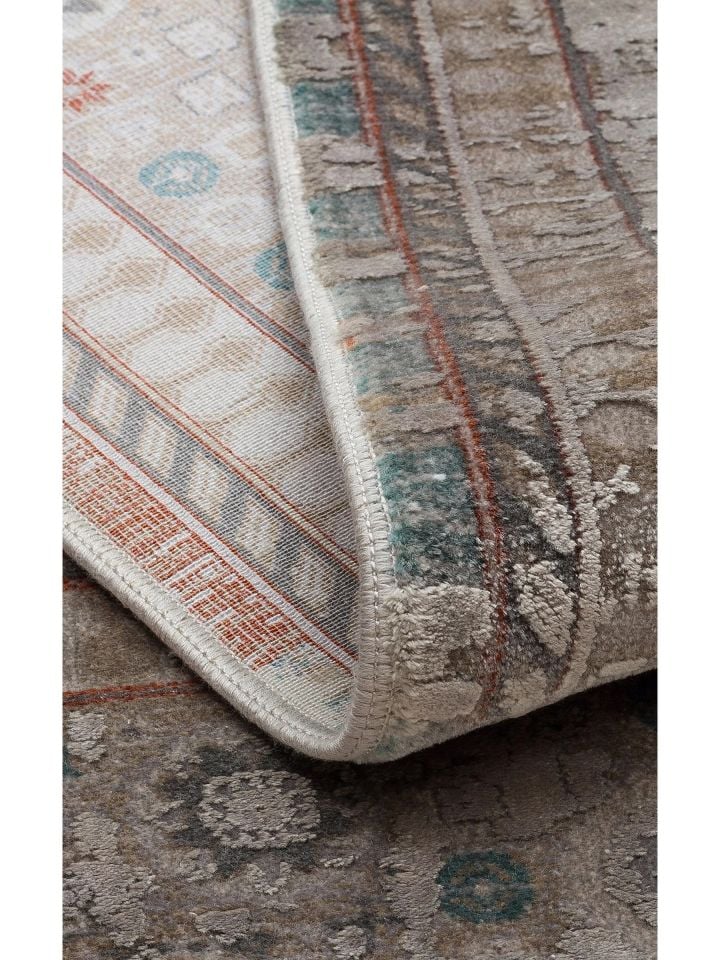 Pera Serisi 2 Milyon Uç Sıklığı ile Dokunan Eskitme (Over-Dyed) Görünümlü Gri Rayon Halı NX-707