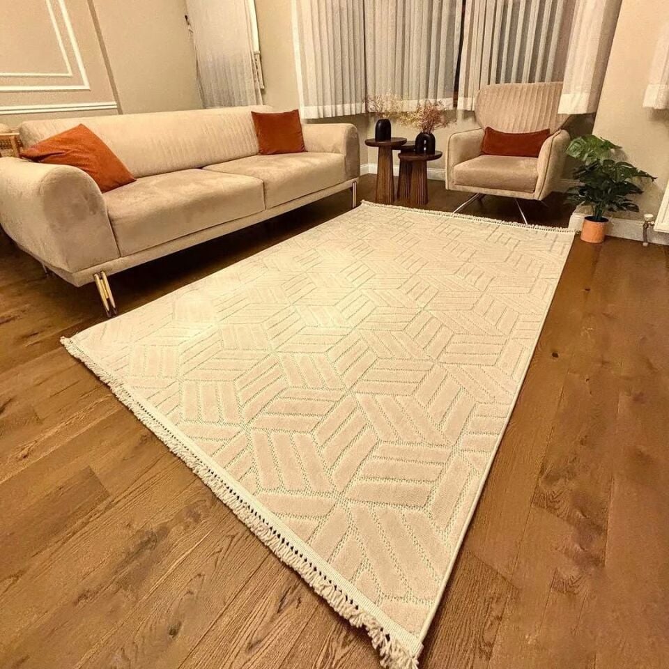 FIRSAT ÖLÇÜ Bej Renk Modern Halı 80x150
