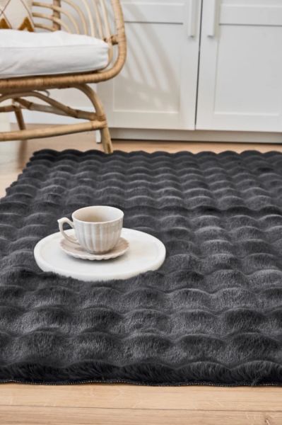 Cloud Serisi Makinede Yıkanabilir Yüksek Kalite Antrasit Peluş Halı NX-108