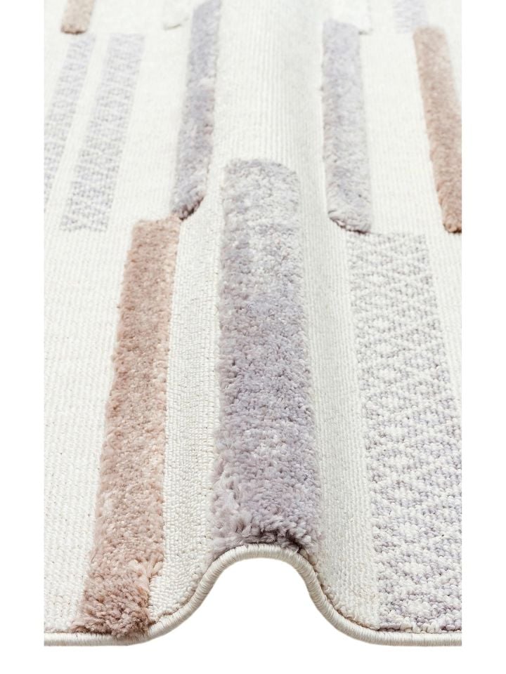 Bony Serisi Bej/Gri Renk Yumuşak Modern Halı EH-349