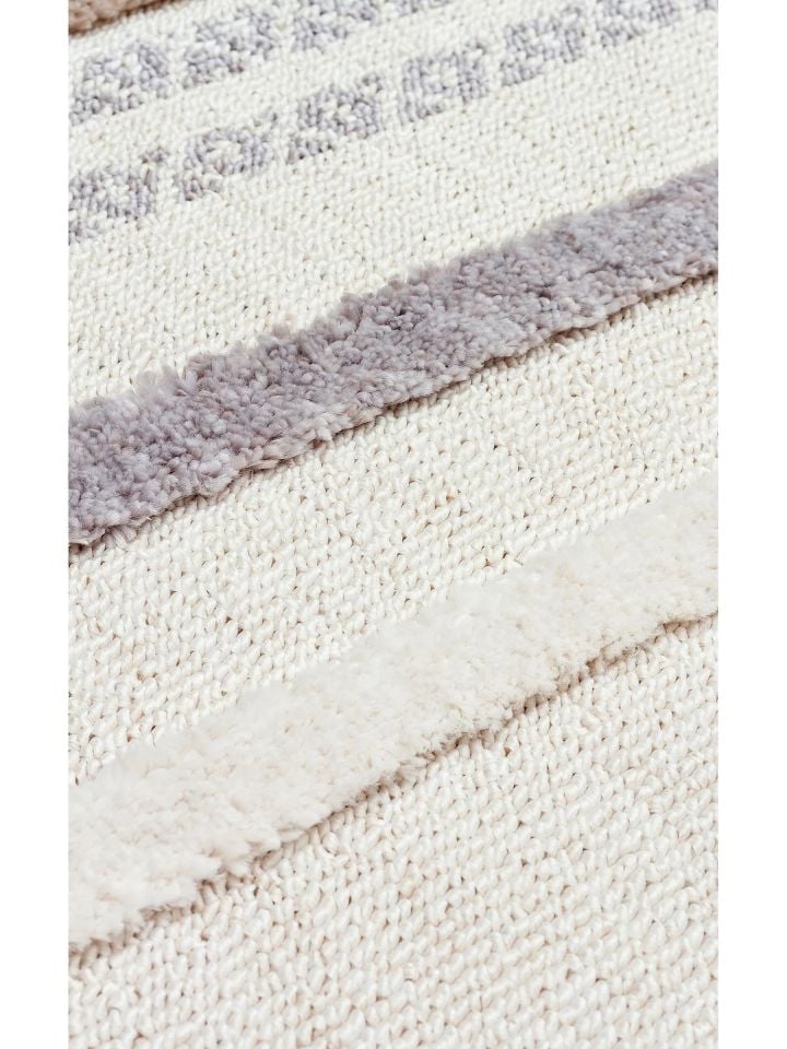 Bony Serisi Bej/Gri Renk Yumuşak Modern Halı EH-349