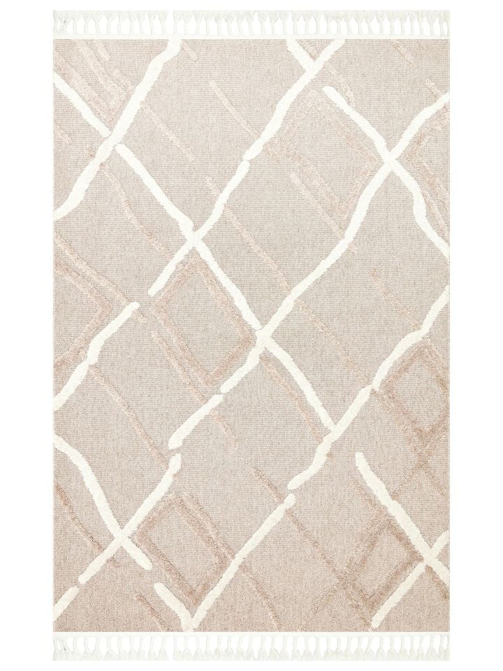 Bony Serisi Bej Renk Yumuşak Modern Halı EH-351