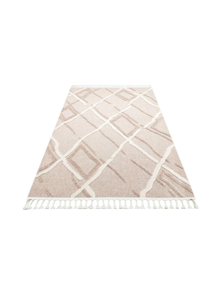 Bony Serisi Bej Renk Yumuşak Modern Halı EH-351