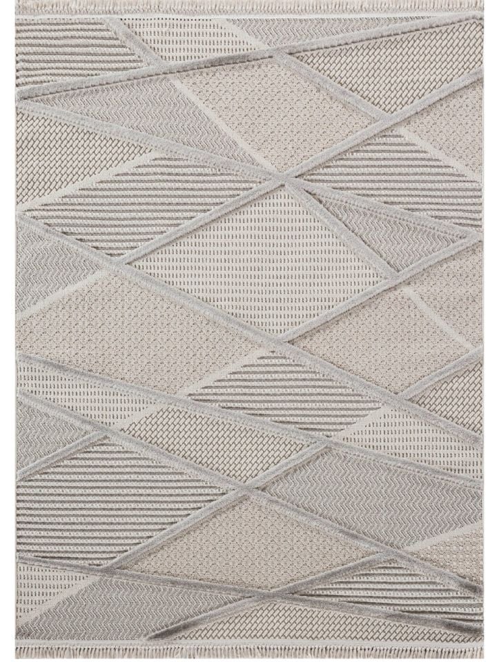 Madra Serisi Hav Toz Vermeyen Modern Dayanıklı Gri/Krem Halı GH-1087G