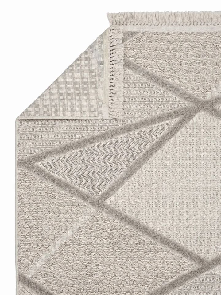 Madra Serisi Hav Toz Vermeyen Modern Dayanıklı Gri/Krem Halı GH-1087G