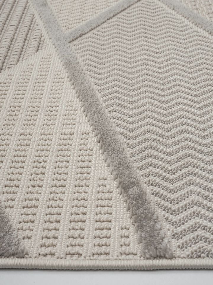 Madra Serisi Hav Toz Vermeyen Modern Dayanıklı Gri/Krem Halı GH-1087G