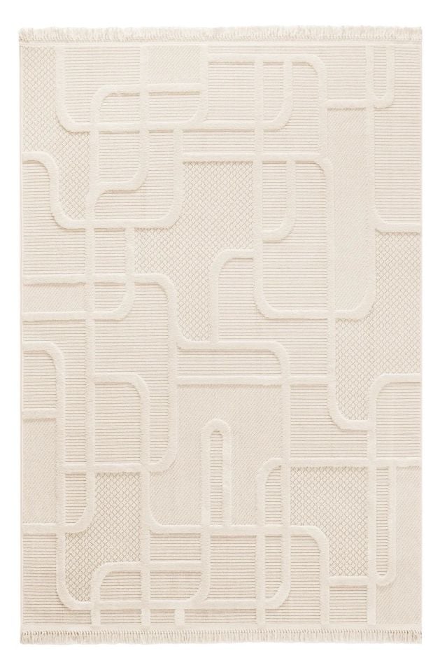 Madra Serisi Hav Toz Vermeyen Modern Dayanıklı Krem Halı GH-1088K