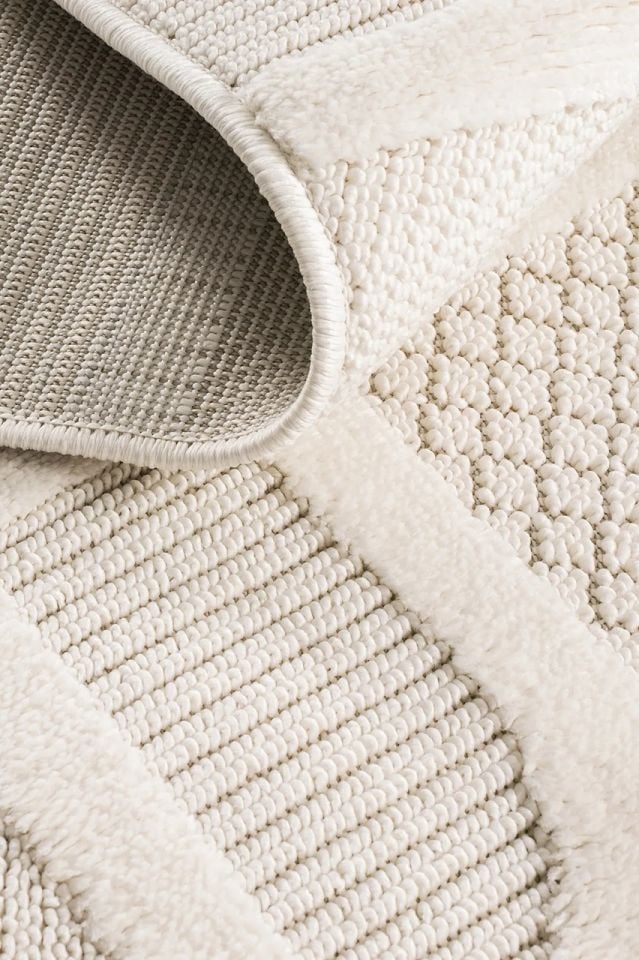 Madra Serisi Hav Toz Vermeyen Modern Dayanıklı Krem Halı GH-1088K