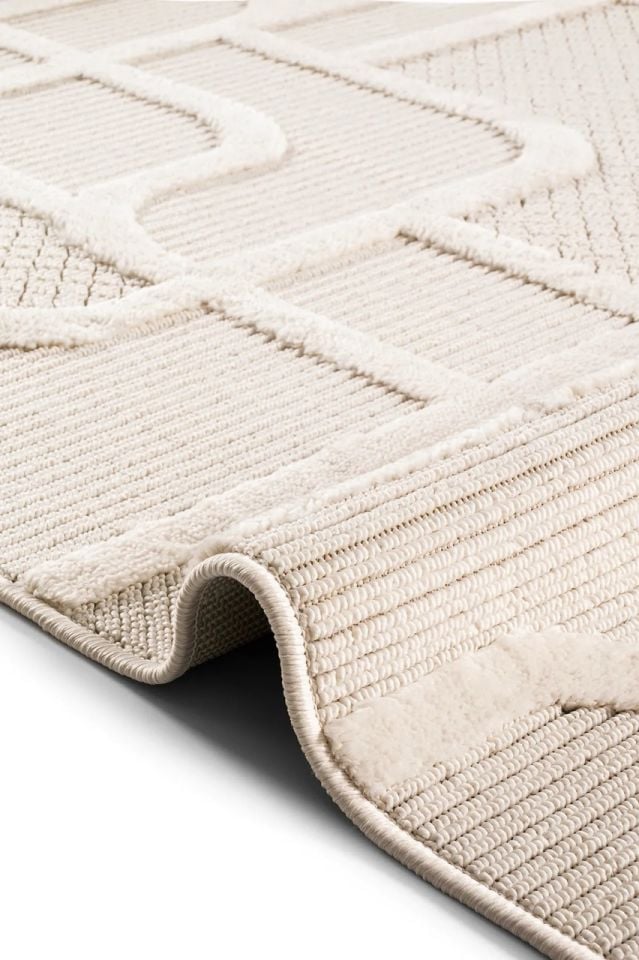 Madra Serisi Hav Toz Vermeyen Modern Dayanıklı Krem Halı GH-1088K