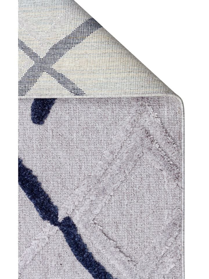 Bony Serisi Gri/Mavi Renk Yumuşak Modern Halı EH-353