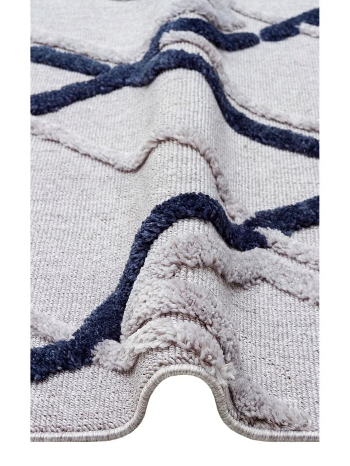 Bony Serisi Gri/Mavi Renk Yumuşak Modern Halı EH-353