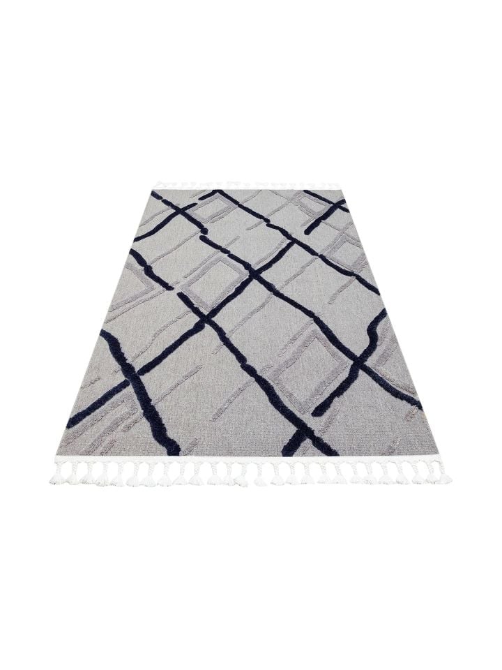 Bony Serisi Gri/Mavi Renk Yumuşak Modern Halı EH-353