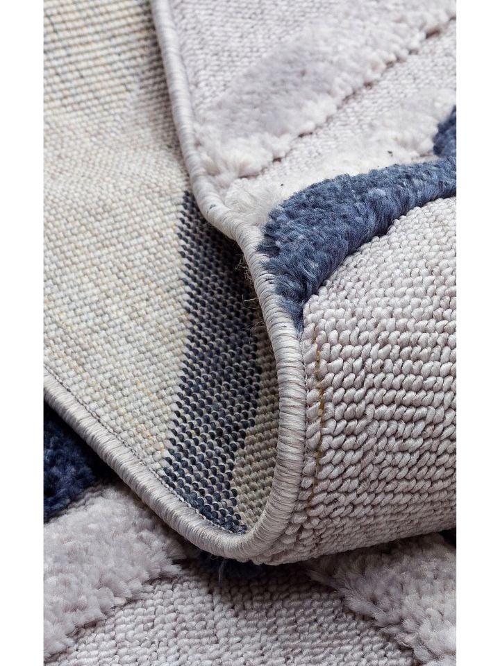 Bony Serisi Gri/Mavi Renk Yumuşak Modern Halı EH-353