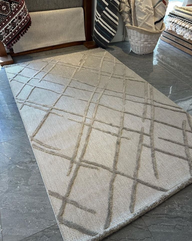 FIRSAT ÖLÇÜ Hav Toz Vermeyen Modern Dayanıklı Gri Halı 80x150