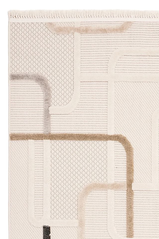 Madra Serisi Hav Toz Vermeyen Modern Dayanıklı Bej Halı GH-1088M