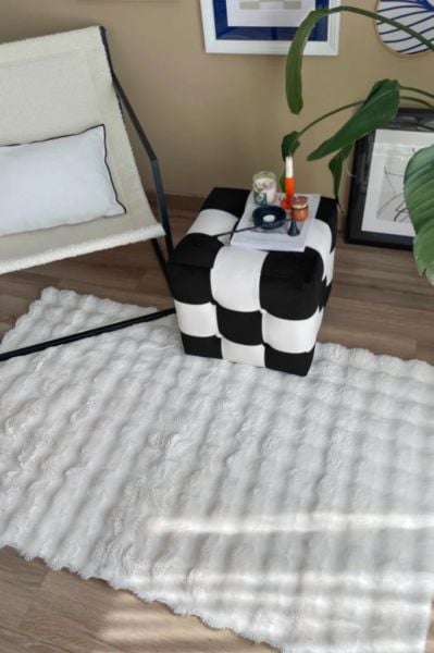 Cloud Serisi Makinede Yıkanabilir Yüksek Kalite Beyaz Peluş Halı NX-113