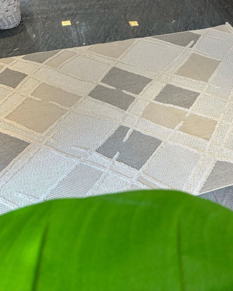 FIRSAT ÖLÇÜ Hav Toz Vermeyen Modern Dayanıklı Bej Gri Halı