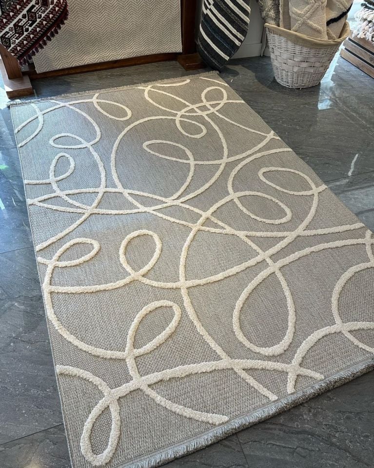 FIRSAT ÖLÇÜ Hav Toz Vermeyen Modern Dayanıklı Gri Halı