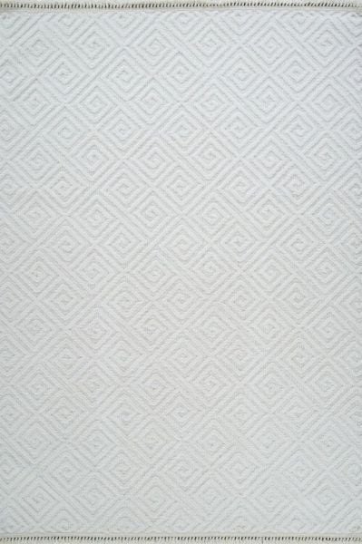 Madra Serisi Hav Toz Vermeyen Modern Dayanıklı Beyaz Halı AP-6811