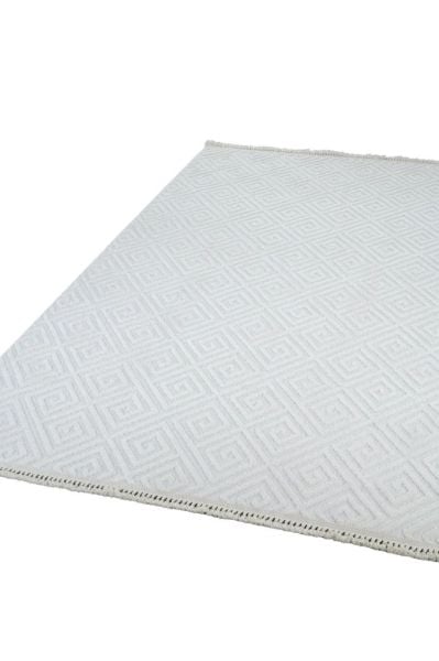 Madra Serisi Hav Toz Vermeyen Modern Dayanıklı Beyaz Halı AP-6811