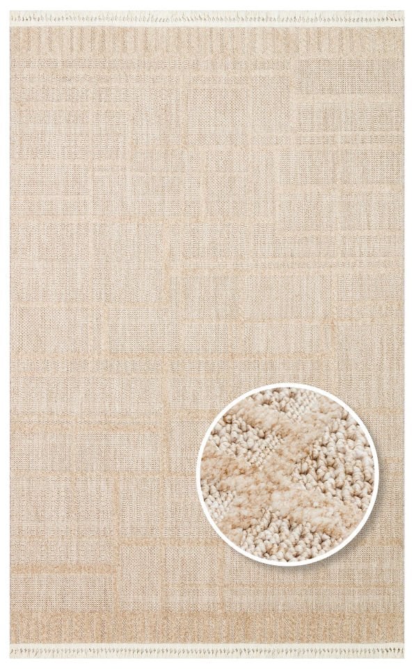 Cosmos Serisi Yumuşak Dokuma Modern Bej Renk Halı EH-187