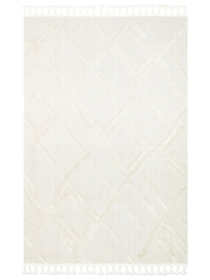 Bony Serisi Krem Renk Yumuşak Modern Halı EH-355