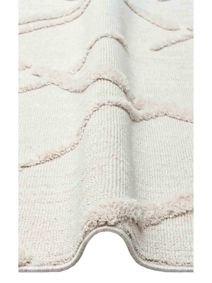 Bony Serisi Krem Renk Yumuşak Modern Halı EH-355