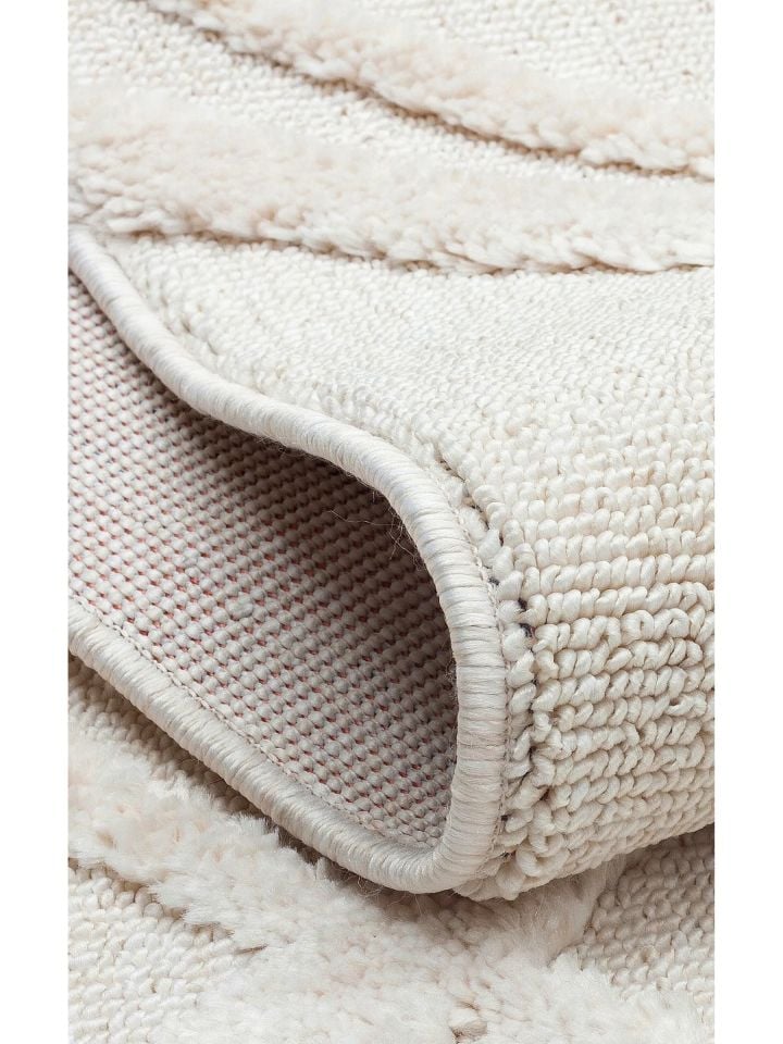 Bony Serisi Krem Renk Yumuşak Modern Halı EH-355