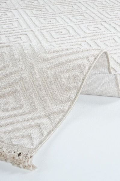 Madra Serisi Hav Toz Vermeyen Modern Dayanıklı Krem/Bej Halı AP-6812