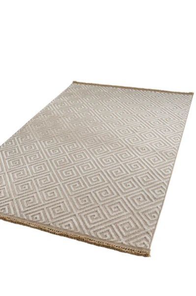 Madra Serisi Hav Toz Vermeyen Modern Dayanıklı Vizon Halı AP-6813