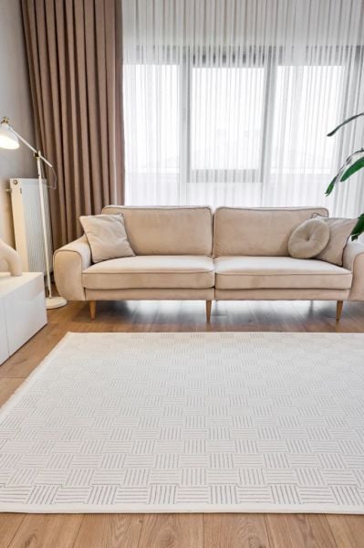 Polo Serisi Beyaz/Gri Modern Halı NX-6911