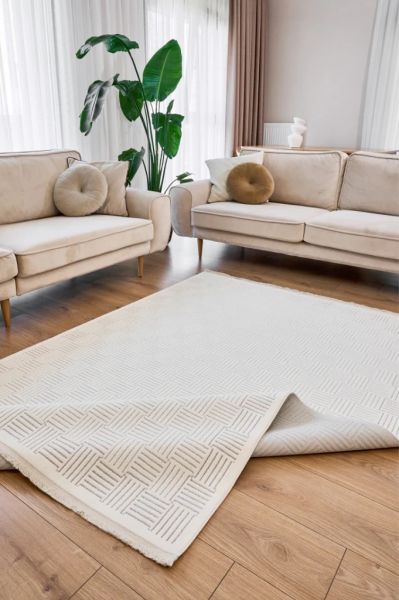 Polo Serisi Beyaz/Gri Modern Halı NX-6911